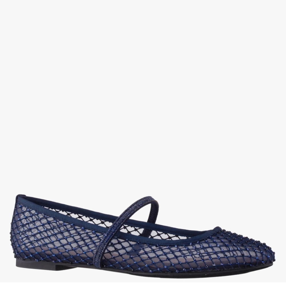Nina Navy Blue Mesh Mary Jane Flats